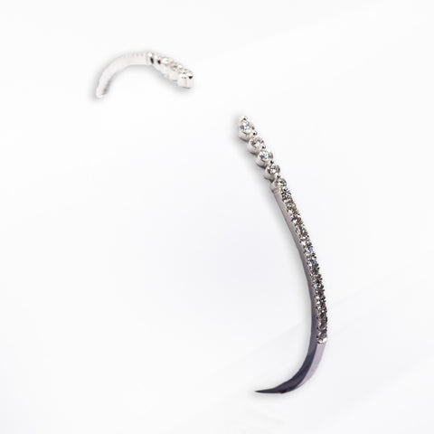 White Gold Open Bangle with White Diamonds - Shami Jewelry