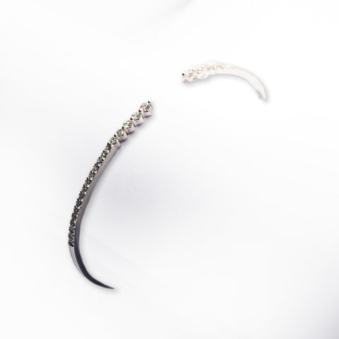 White Gold Open Bangle with White Diamonds - Shami Jewelry