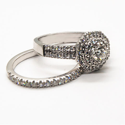 Stackable Halo White Diamond Ring - Shami Jewelry