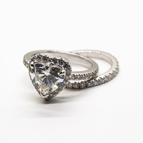 Stackable White Diamond Heart Ring - Shami Jewelry