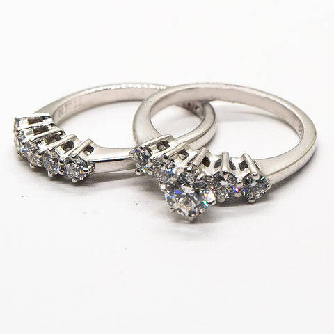 White Diamond Twin Rings - Shami Jewelry