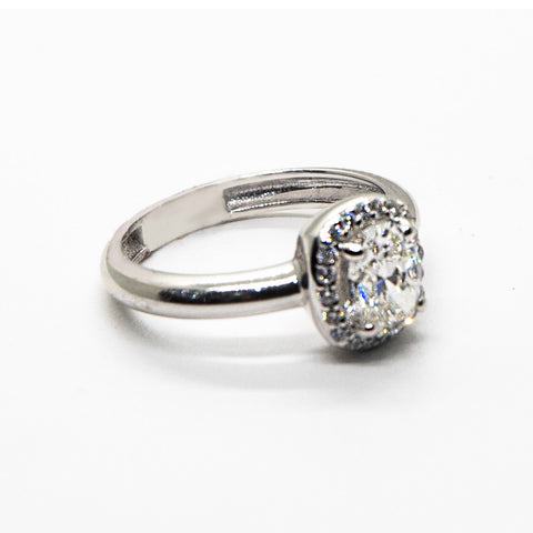 White Diamond Halo Ring - Shami Jewelry