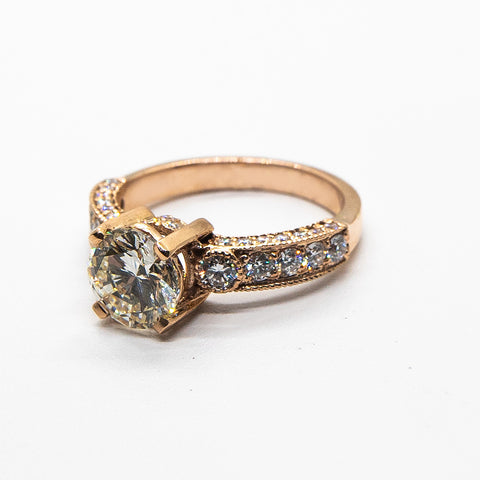 White Diamond in Rose Gold Ring - Shami Jewelry