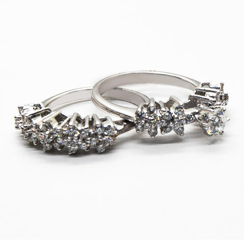 White Diamond Twin Rings - Shami Jewelry