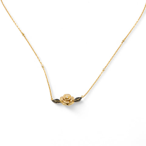 Yellow Gold Necklace with Black and White Diamond