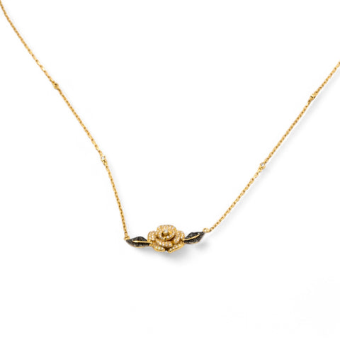 Yellow Gold Necklace with Black and White Diamond