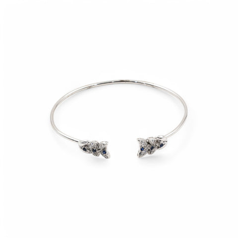 White Gold Bangle with Diamonds and Sapphire