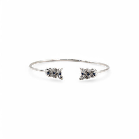 White Gold Bangle with Diamonds and Sapphire