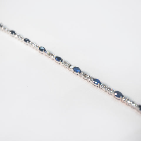 Sapphire Link Bracelet with White Diamonds