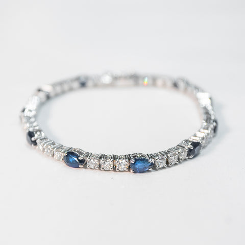 Sapphire Link Bracelet with White Diamonds