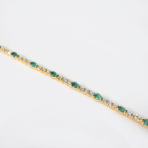 Emerald Link Bracelet with White Diamonds