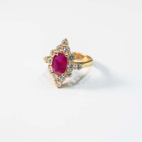 Royal Ruby Ring framed with White Diamonds