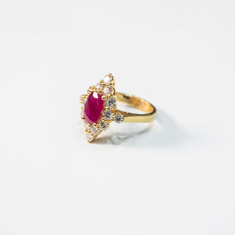 Royal Ruby Ring framed with White Diamonds