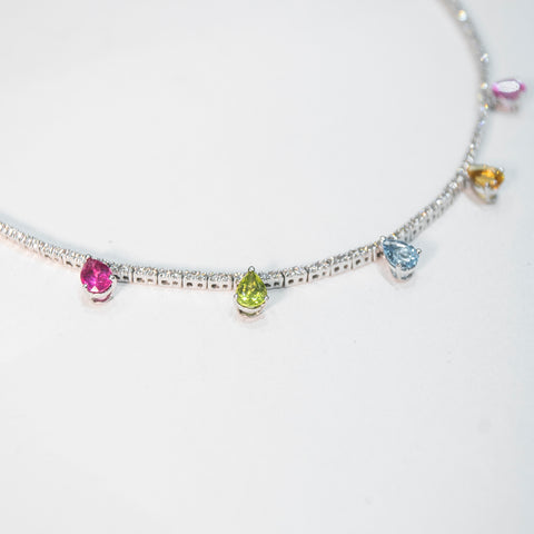 Colorful Diamond Tennis Necklace