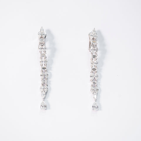 Classic Strand Earrings in White Diamonds