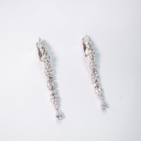 Classic Strand Earrings in White Diamonds
