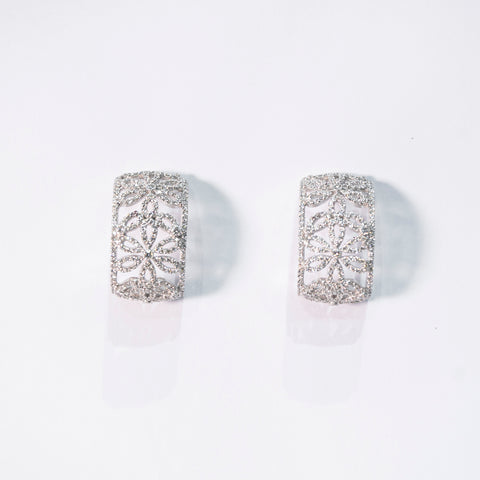 Engraved Floral Diamond Earrings