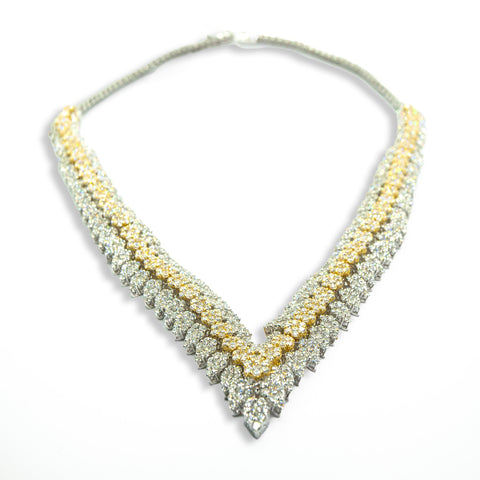 White & Yellow Diamond Spark Necklace - Shami Jewelry