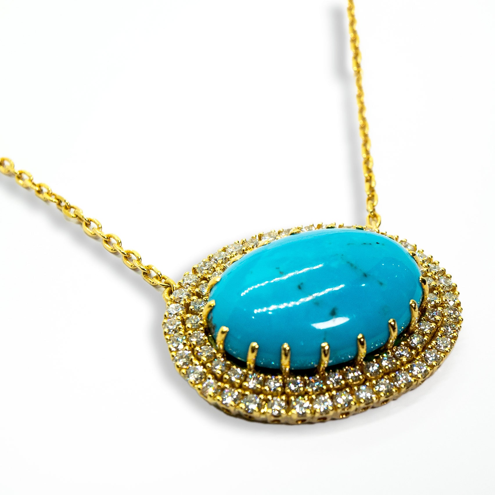 Vintage Turquoise Bead Necklace in 14k Yellow Gold - Filigree Jewelers