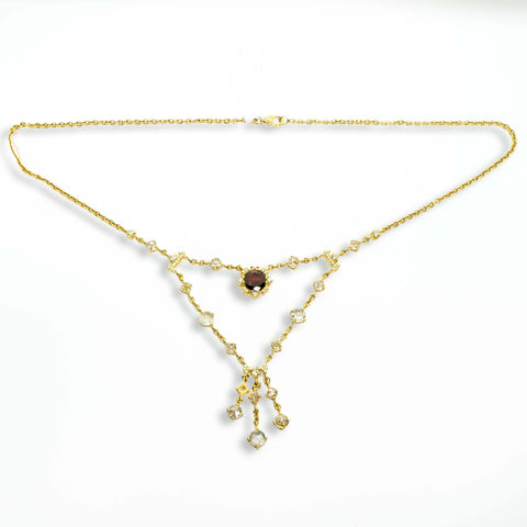 Central Garnet with White Diamonds - Shami Jewelry