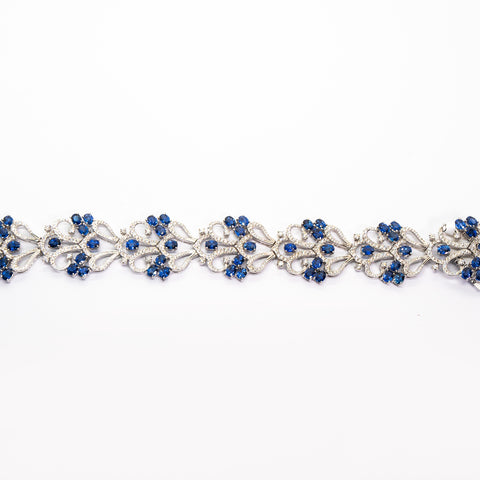 Sapphire & White Diamond Motif Bracelet - Shami Jewelry