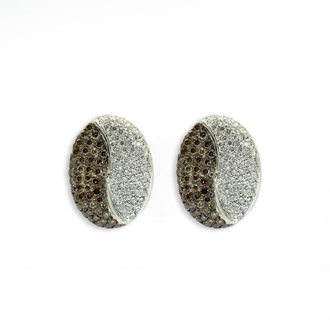 Yin Yang Earrings with White & Brown Diamonds - Shami Jewelry