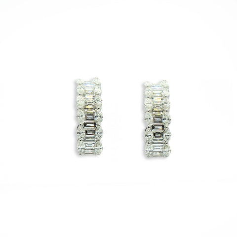 Cluster Diamond Semi-Hoop Earrings - Shami Jewelry