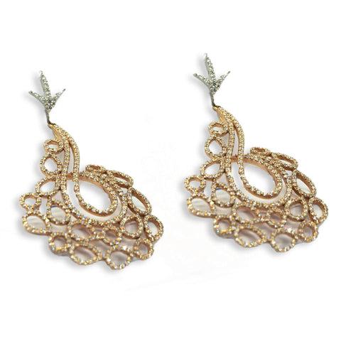 Coiled Yellow Gold Earrings with White Diamonds - Shami Jewelry