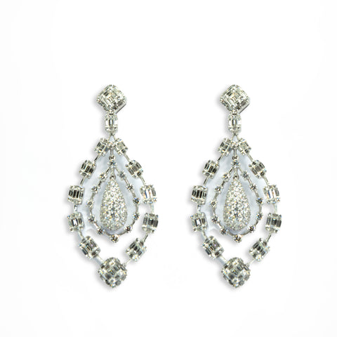 White Diamond Chandelier Earrings - Shami Jewelry