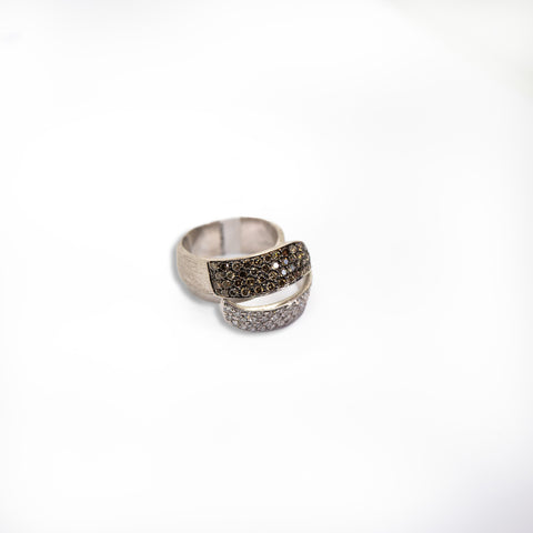 Twirl Ring with White & Brown Diamonds - Shami Jewelry