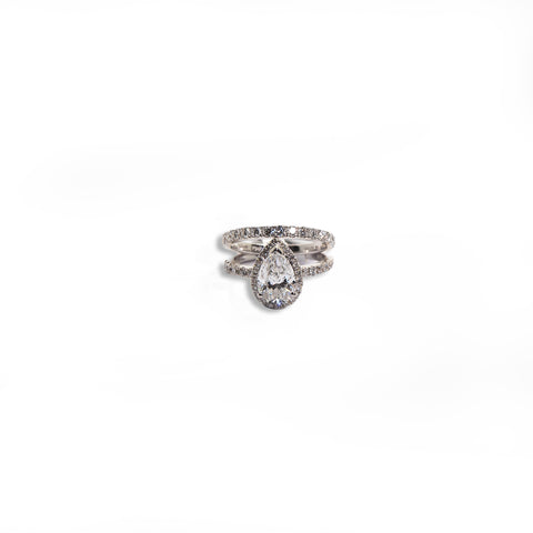 Double Loop Ring with Pear-Shaped Diamond - Shami Jewelry