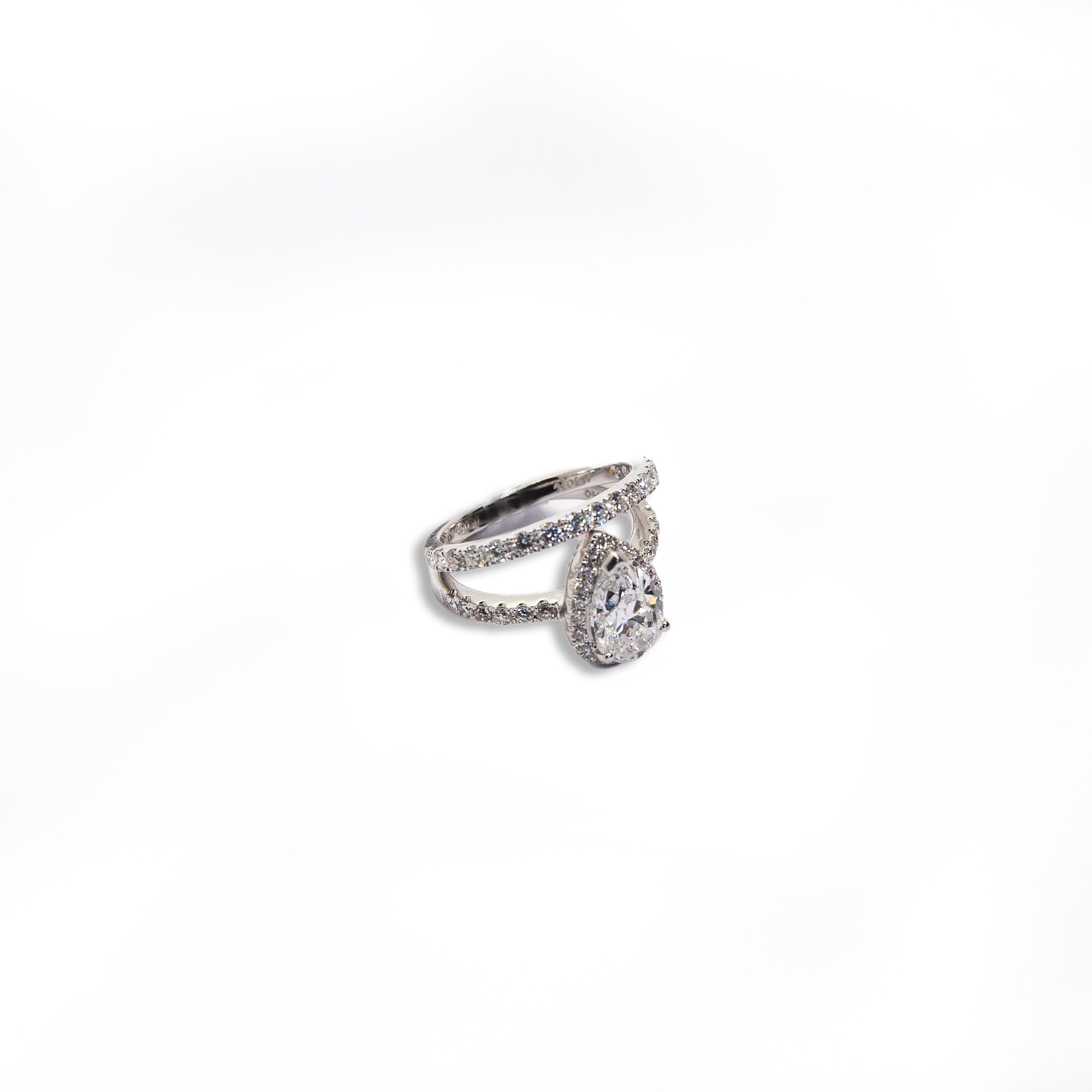 Double Loop Ring with Pear-Shaped Diamond | Shami Jewelry