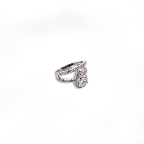 Double Loop Ring with Pear-Shaped Diamond - Shami Jewelry