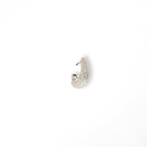 Tusk-Shaped Single Earring with White Diamonds - Shami Jewelry