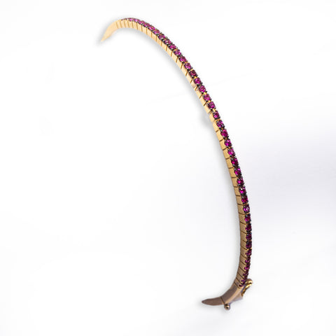 Yellow Gold Open Bangle with Rubies - Shami Jewelry