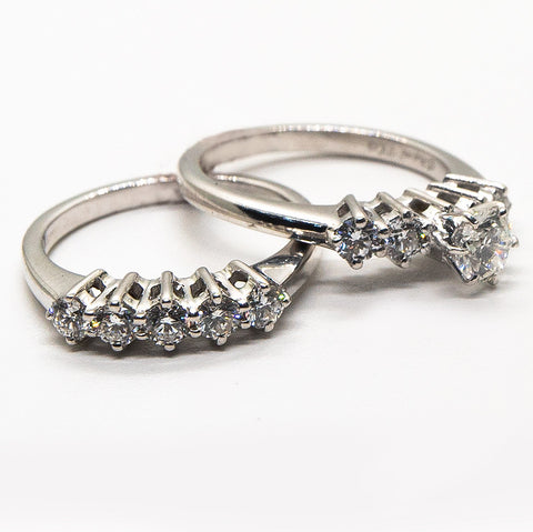 White Diamond Twin Rings - Shami Jewelry