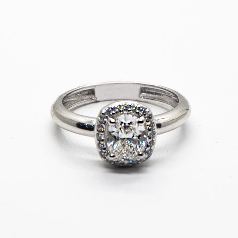 White Diamond Halo Ring - Shami Jewelry