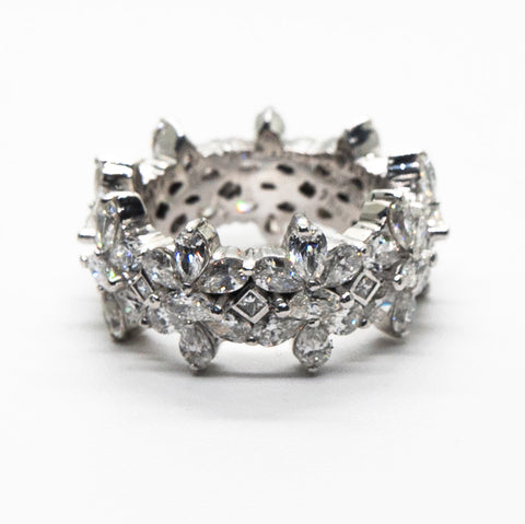 Motifs of White Diamonds Ring - Shami Jewelry